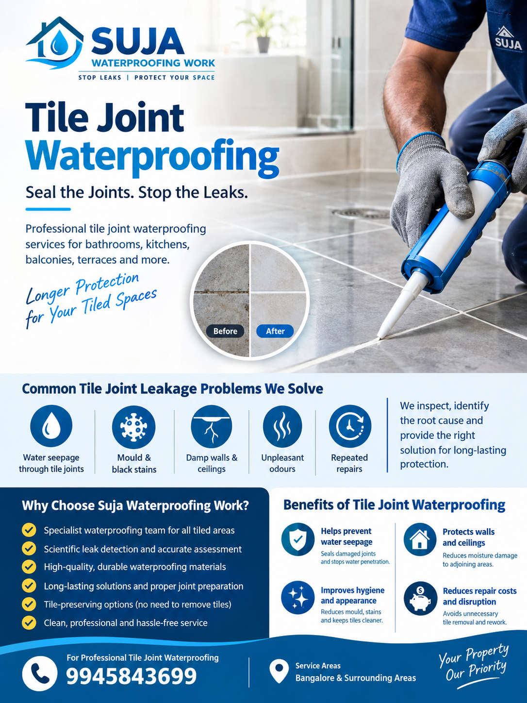 SUJA WATERPROOFING SOLUTIONS - Latest update - Tile Joint Waterproofing Services – Suja Waterproofing Work CONTACT:9945843699