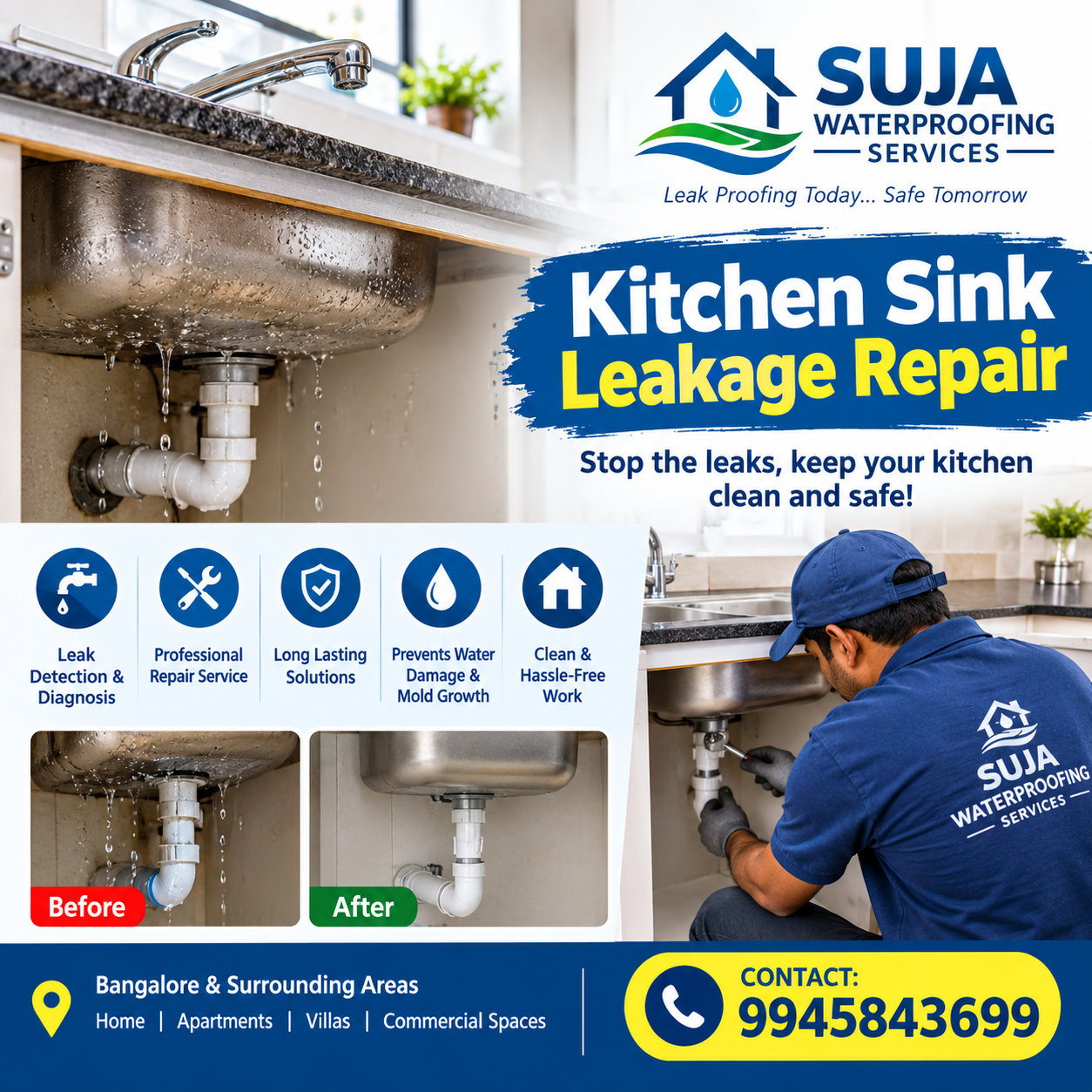 SUJA WATERPROOFING SOLUTIONS - Latest update - Kitchen Sink Leakage Repair – Suja Waterproofing Services CONTACT:9945843699