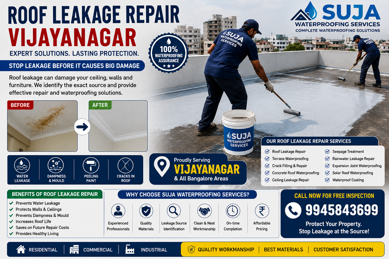 SUJA WATERPROOFING SOLUTIONS - Latest update - Roof Leakage Repair Vijayanagar – Suja Waterproofing Services CONTACT:9945843699