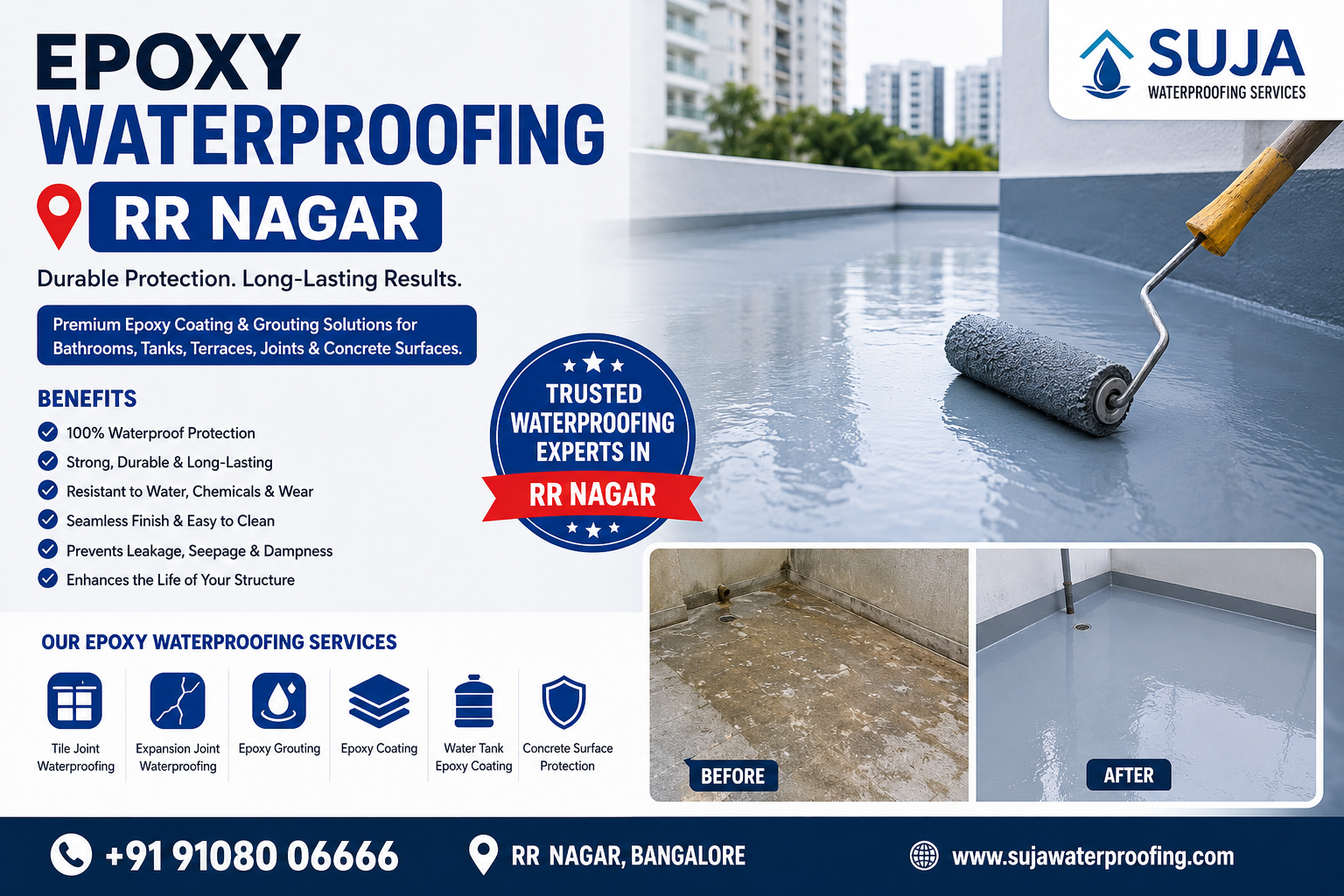 SUJA WATERPROOFING SOLUTIONS - Latest update - Epoxy Waterproofing RR Nagar – Suja Waterproofing Services CONTACT:9945843699