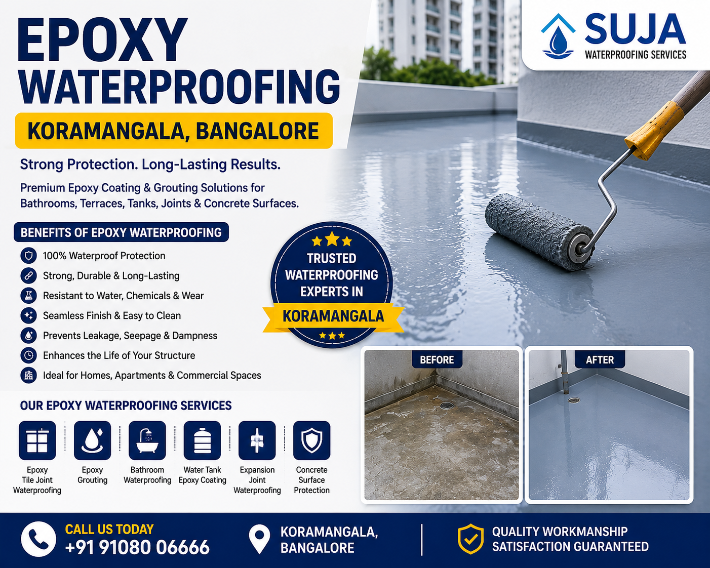 SUJA WATERPROOFING SOLUTIONS - Latest update - Epoxy Waterproofing Koramangala-CONTACT:9945843699