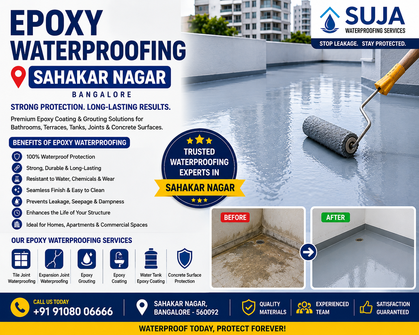 SUJA WATERPROOFING SOLUTIONS - Latest update - Epoxy Waterproofing Sahakar Nagar – Suja Waterproofing Services CONTACT:9945843699