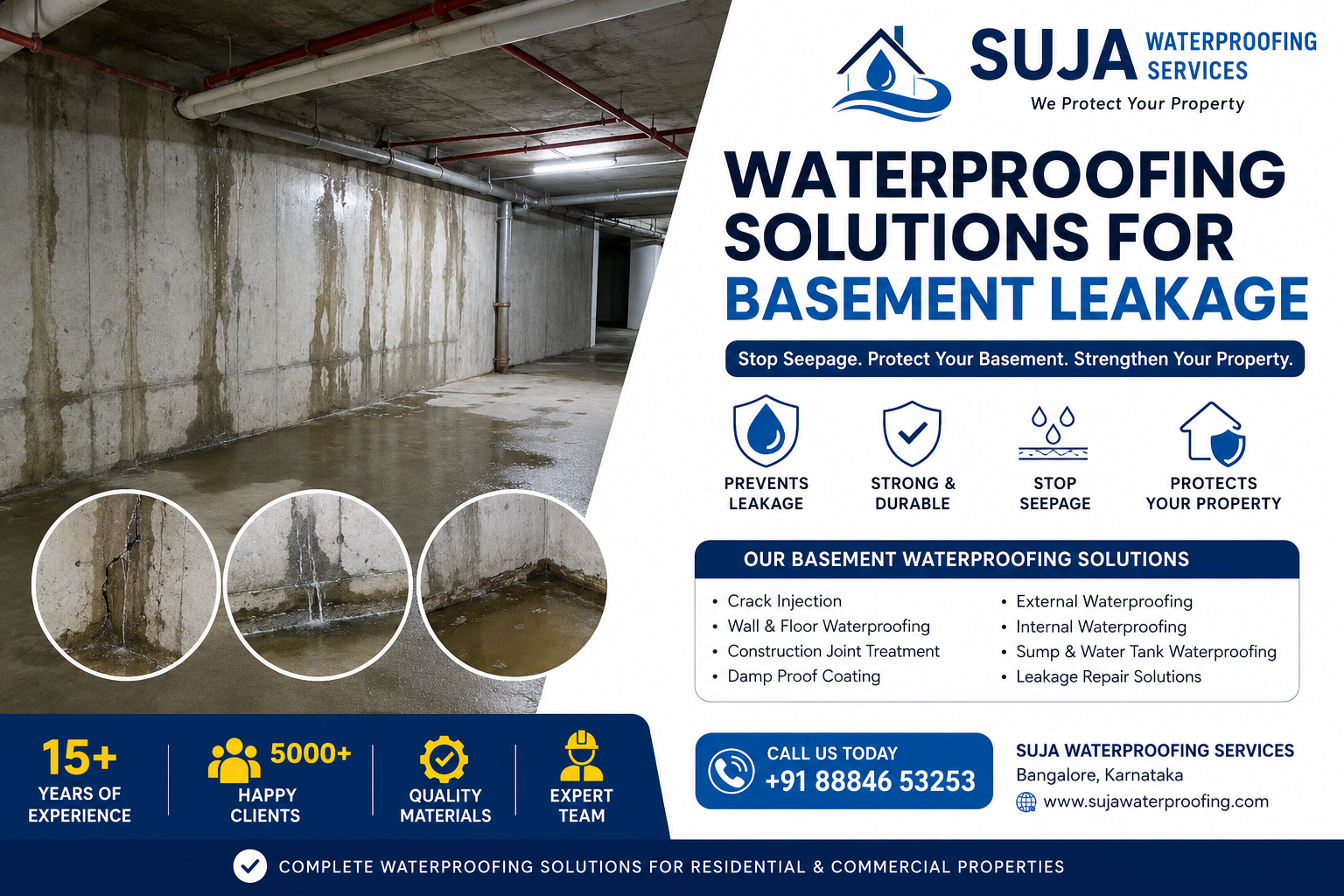 SUJA WATERPROOFING SOLUTIONS - Latest update - Waterproofing Solutions for Basement Leakage | Suja Waterproofing Bangalore CONTACT:9945843699