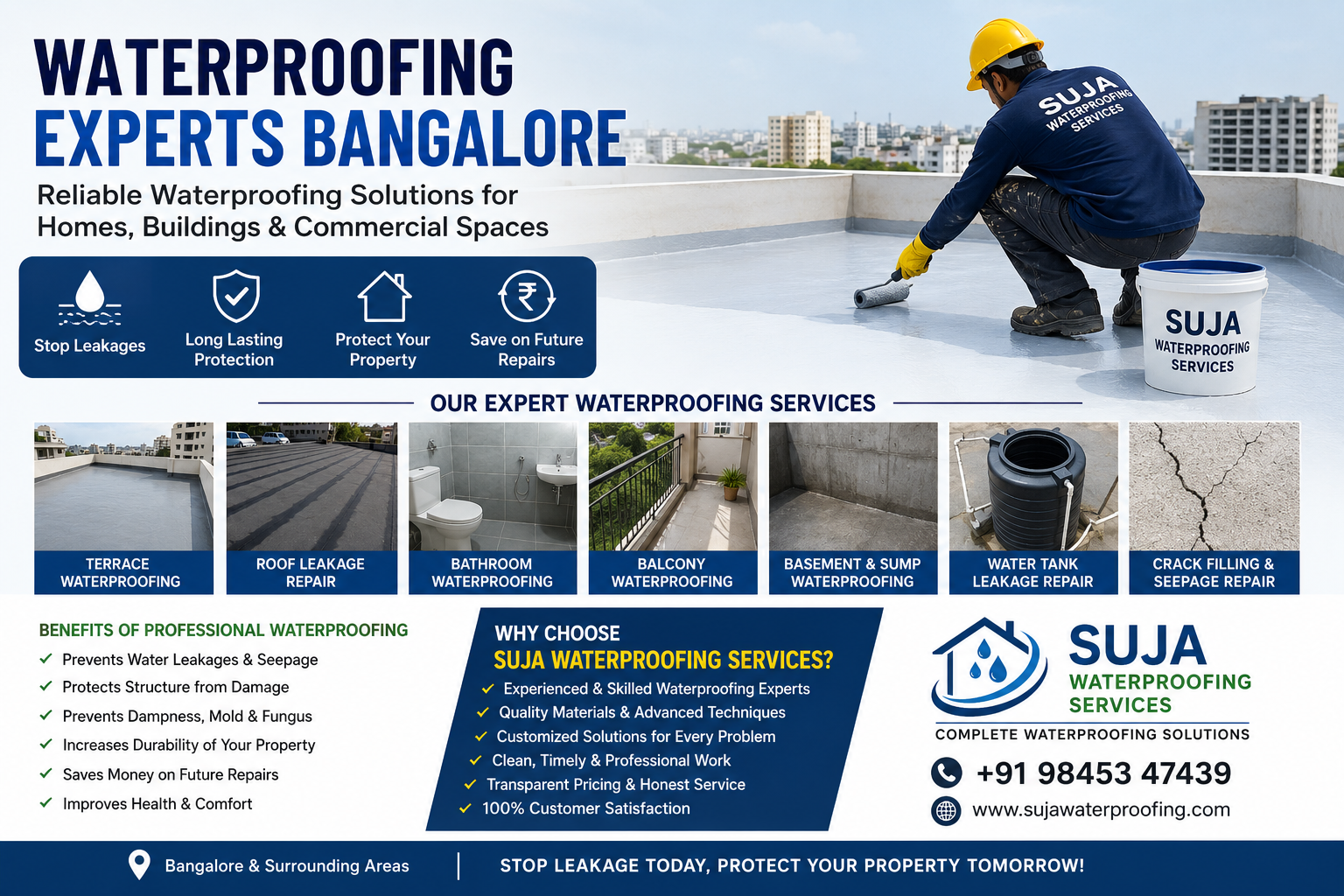 SUJA WATERPROOFING SOLUTIONS - Latest update - Waterproofing Experts Bangalore CONTACT:9945843699