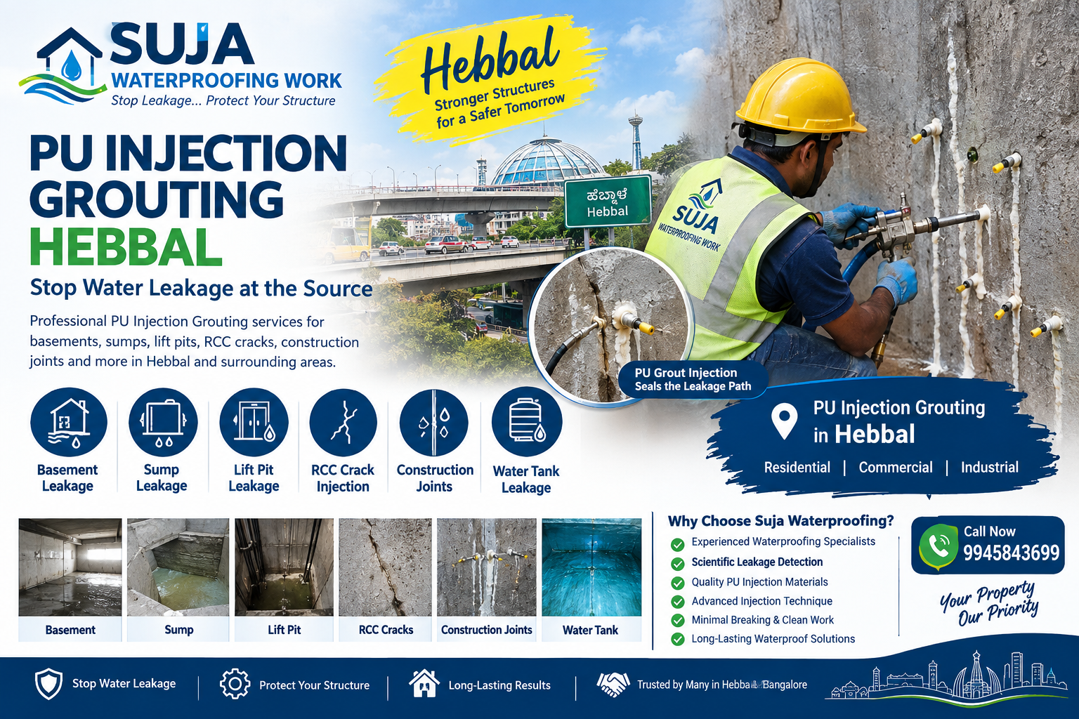 SUJA WATERPROOFING SOLUTIONS - Latest update - PU Injection Grouting Hebbal CONTACT:9945843699