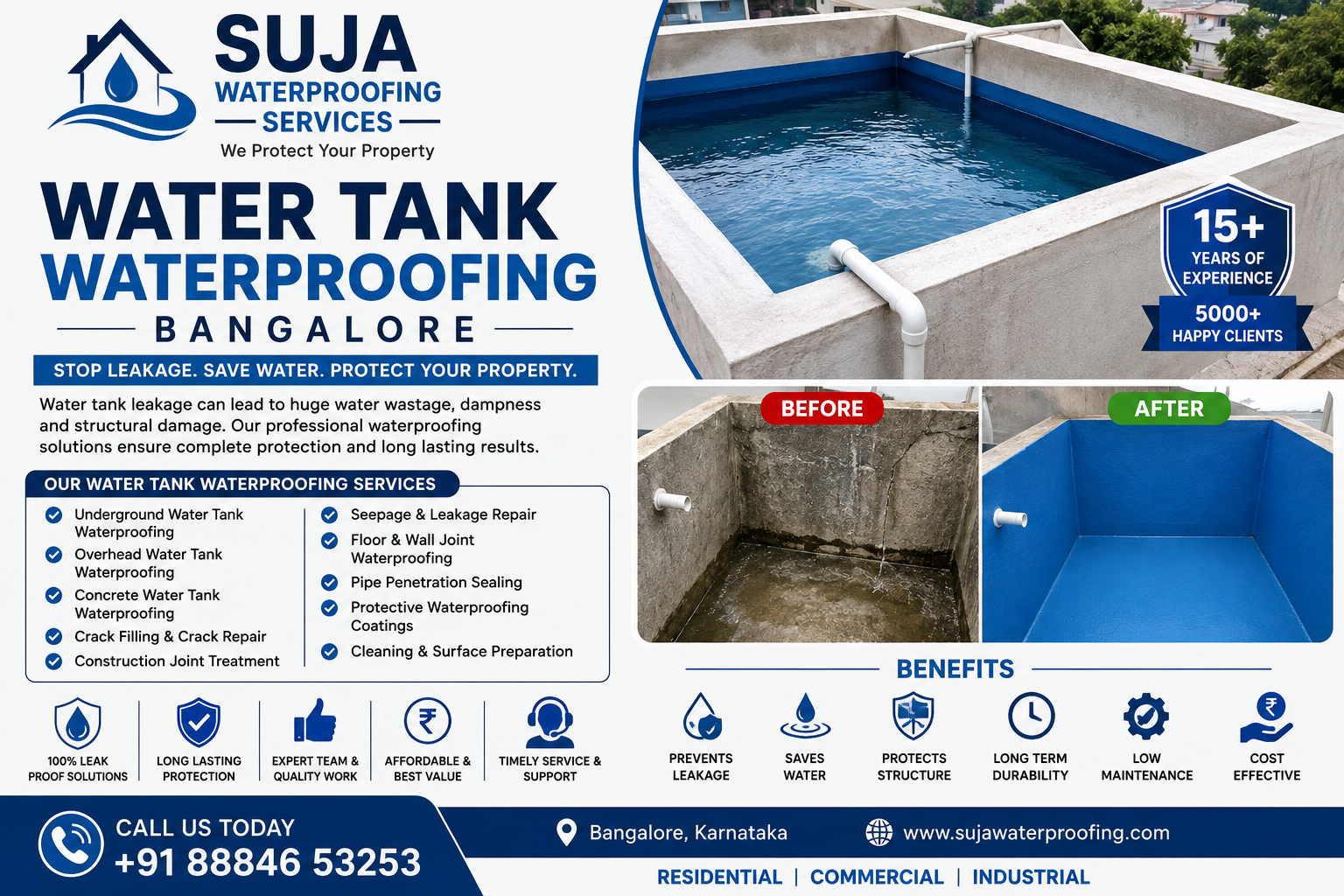 SUJA WATERPROOFING SOLUTIONS - Latest update - Water Tank Waterproofing Bangalore | Suja Waterproofing Services CONTACT:9945843699