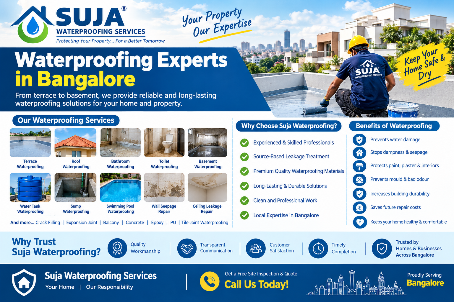 SUJA WATERPROOFING SOLUTIONS - Latest update - Waterproofing Experts Bangalore CONTACT:9945843699