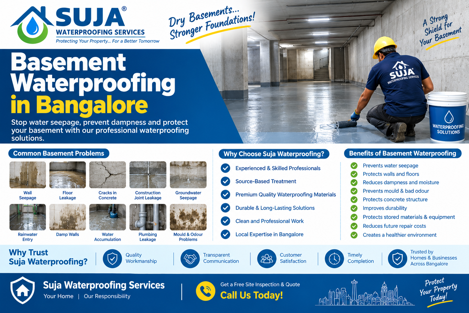SUJA WATERPROOFING SOLUTIONS - Latest update - Basement Waterproofing Bangalore CONTACT:9945843699