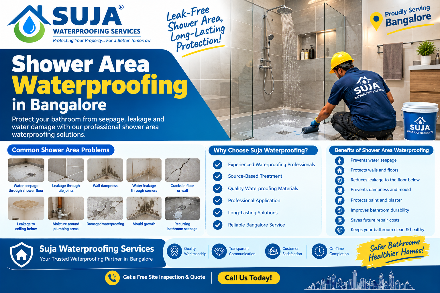SUJA WATERPROOFING SOLUTIONS - Latest update - Shower Area Waterproofing Bangalore CONTACT:9945843699